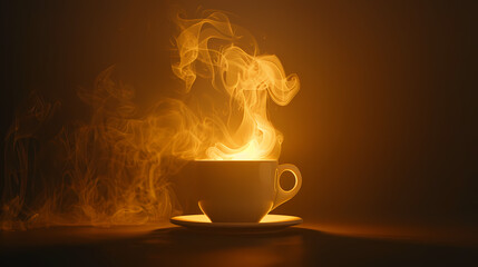 cup of glowing coffee