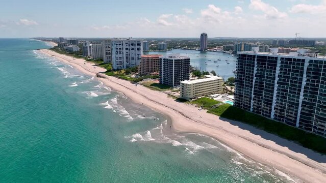 aerial push over beachfront in boca raton florida