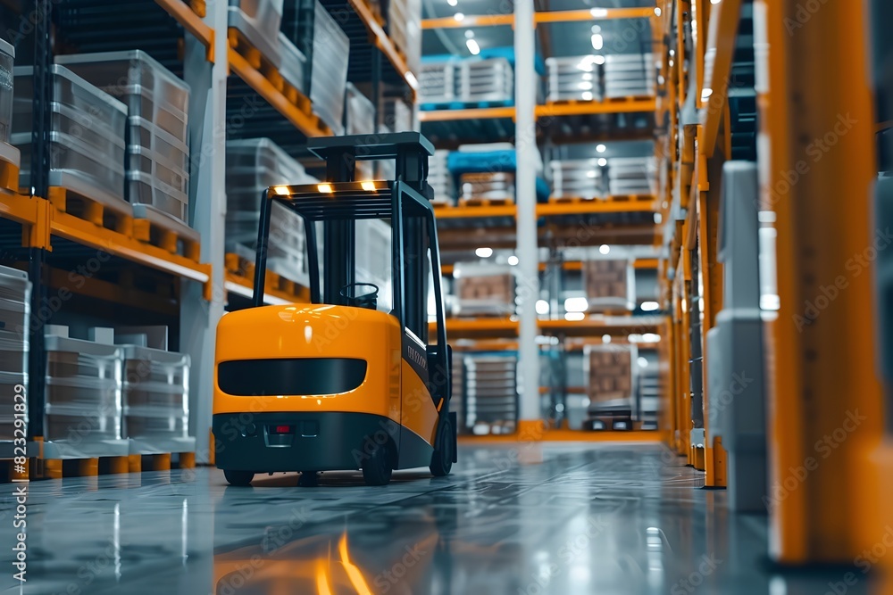Poster automated warehouse logistics powered by forklift robotics and driven efficiencies