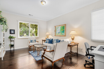 Interior shot of a living room of a luxury home in Calabasas, California.