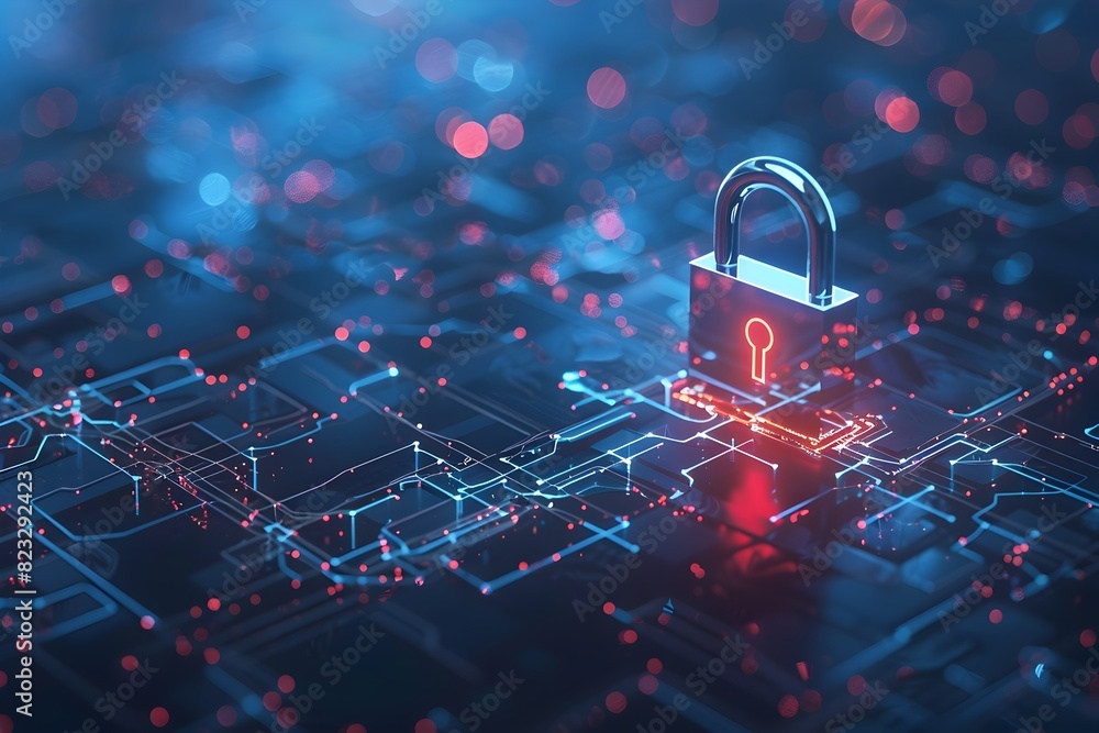 Poster secure digital padlock safeguarding computing systems against cyber threats and data breaches