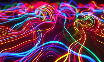 Neon wave background with glowing colorful swirls wallpaper background