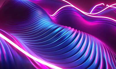 Radiant neon wave wallpaper featuring smooth, glowing swirls
