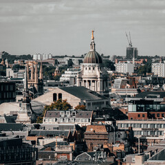 Fototapeta premium London skyline with clock tower and red rooftops, urban cityscape, London, UK