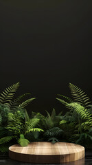 Fototapeta premium circular podium surrounded by plants