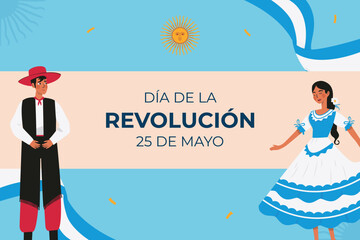 Flat 25 de mayo celebration argentina background template