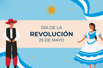 Flat 25 de mayo celebration argentina background
