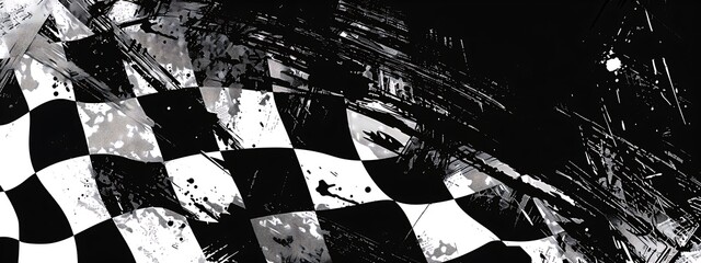 abstract background with racing flag grunge halftone