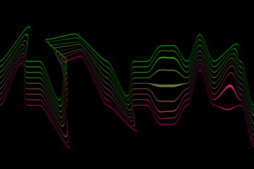 Dark abstract background with glowing wave. Modern gradient with smooth wavy lines. Futuristic technology concept. Vector illustration on png background