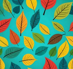 Fototapeta premium autumn leaves seamless pattern, seamless, vector, nature, illustration, fall, tree, leaves, plant, texture, wallpaper, design, floral, season, orange, art, foliage, decoration, yellow, summer, color