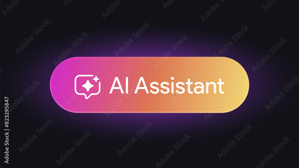 Poster ai assistant button. generate text, image, video tool. llm chat bot. artificial intelligence icon. v