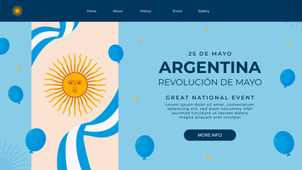 Flat 25 de mayo celebration argentina landing page template