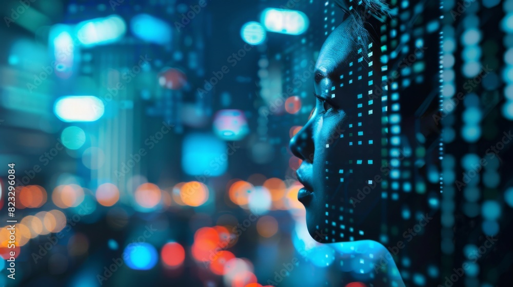 Aufkleber market trading stock index number and graph on black blue digital technology