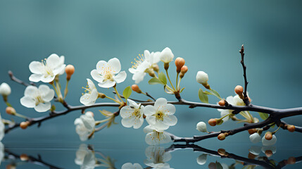 Digital soft and clear plum blossom plant abstract poster PPT background