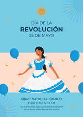 Flat 25 de mayo celebration argentina vertical poster template
