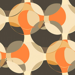 Naklejka premium Retro geometric pattern with overlapping circles in shades of orange and beige, creating a seamless design, perfect for stylish and decorative purposes