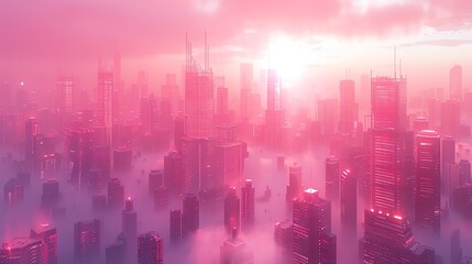 Pastel dystopia capture of a 3Drendered dystopian city with soft pastel hues, selective focus, future caution theme, dynamic, Silhouette, virtual metropolis