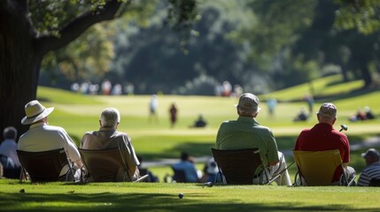 Four Fans Watching Golf Game