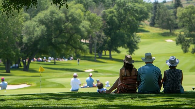Three Fans Watching Golf Game