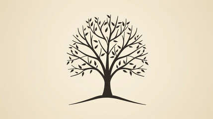 Obraz premium Simple tree outline in minimalist style, perfect for a serene and modern look