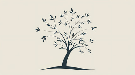 Simple tree outline in minimalist style, perfect for a serene and modern look