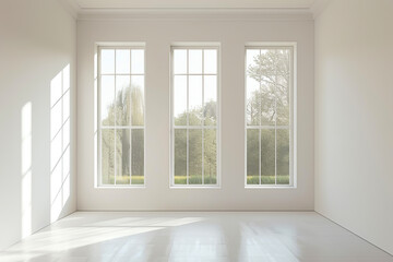 Obraz premium Symmetrical minimalist windows with clean lines, creating a simple and elegant design