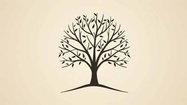 Simple tree outline in minimalist style, perfect for a serene and modern look