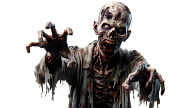 Terrifying Zombie On Transparent Background