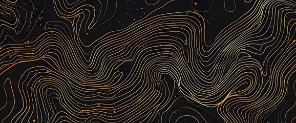 Topographic line map pattern background vector illustration with dark blue and gold colors, topographical lines, vector art style, flat design, high resolution, top down view in the style of vector ar
