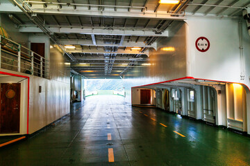Empty Car Deck of a Ferry