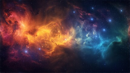 Naklejka premium Cosmic Nebula with Vibrant Colors in Space