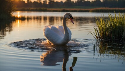Fototapeta premium swan on the lake