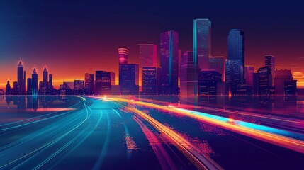 skyline road to city, Abstract background For business Graphic design illustration