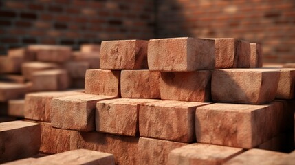 A photo of a pile of bricks at a brickyard.