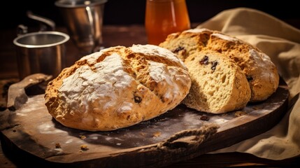Irish soda bread freshly baked tray