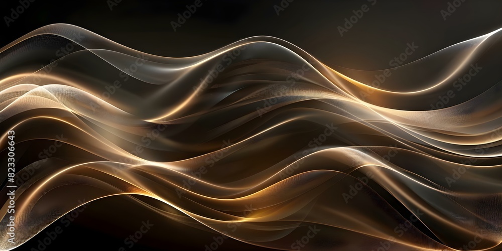 Poster d rendering of a curved wave pattern network on a dark digital background. concept 3d rendering, cur