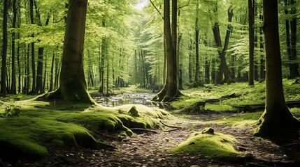 Forest clearing peaceful green trees