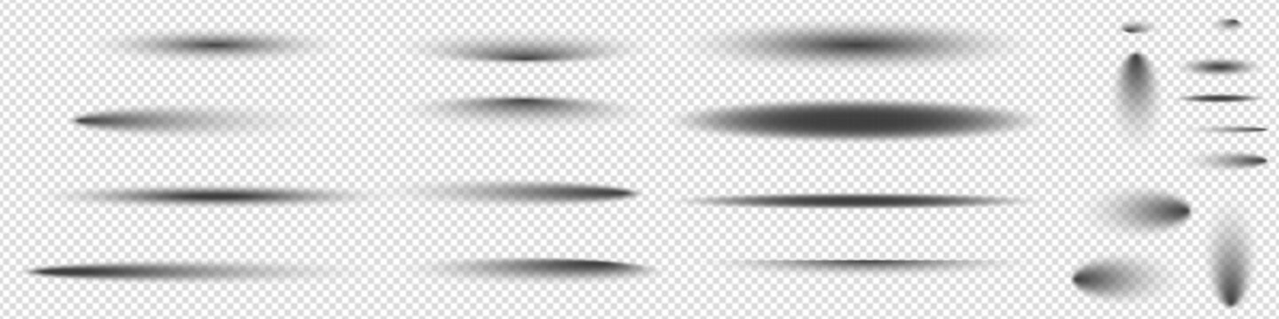 Set of realistic vector shadow on transparent background. Isolated vector shadows with soft edges. Vector EPS 10