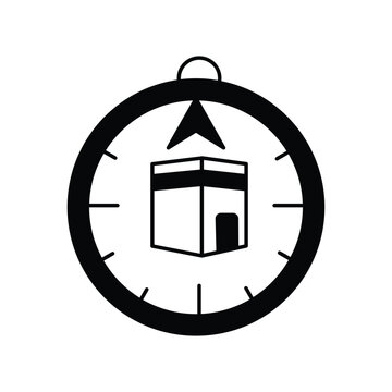 qibla icon with white background vector stock illustration