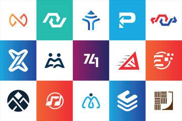 Set of creative modern minimal logo design template company business website social media usage geometric monogram initial styles