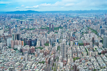 Naklejka premium 台湾台北の展望台からの都市風景