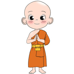 Cute buddhist monk cartoon