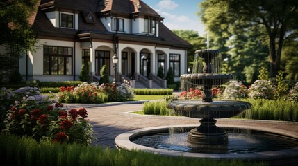 Obraz premium A photo of a residential property with a front yard