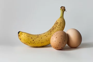 A banana and 2 eggs isolated on white background , men sexual health concept © JK2507