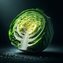 Obraz premium A close-up image of a halved Cabbage