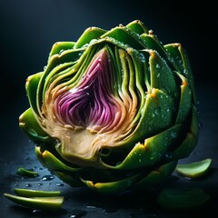 Obraz premium A close-up image of a halved Artichoke