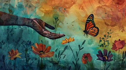 Symbolic journey. transforming trauma into healing, depicting struggle and resilience