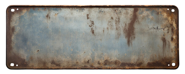 Weathered and rusty metal signboard, cut out