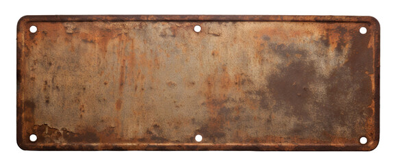 Weathered and rusty metal signboard, cut out