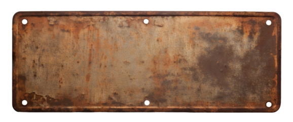 Weathered and rusty metal signboard, cut out